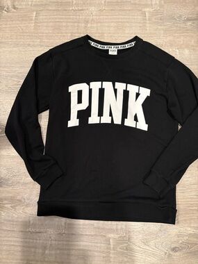 Victoria’s Secret PINK Classic Black Logo Sweatshirt SZ M